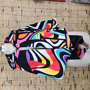 New Reversible Multi Colored Psychedelic Hooded Double Layer Fleece Cape